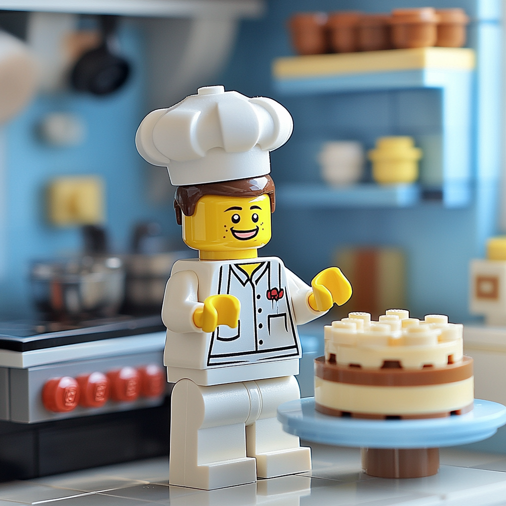 Lego man baking a cake