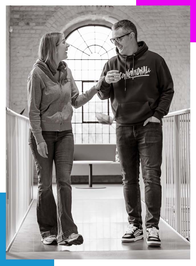 Andy and Lynsey discussing digital audiences